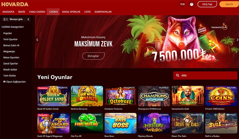 Slot makinelerinin bulunduğu bölüm